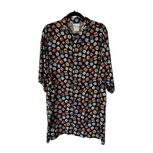 Disney Parks Authentic Cars Route 66 Allover Print Button Front Shirt - Size XL